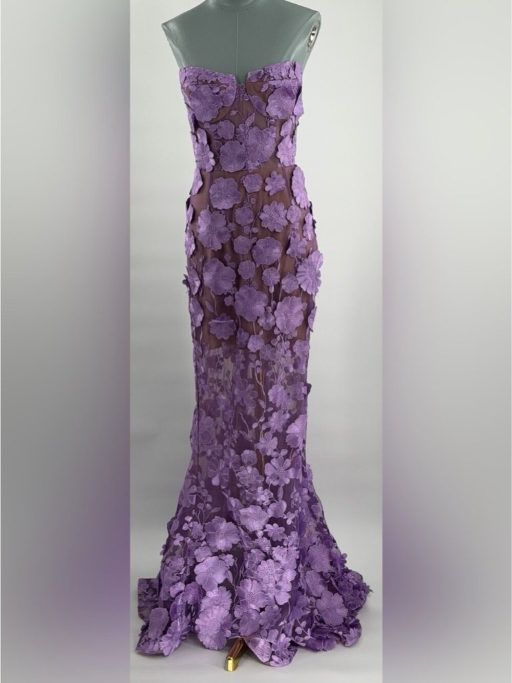 🆕 BRONX & BANCO 🧿 NWOT Jasmine Floral Embroidered Gown, Lilac - Sz M US 6 - Picture 11 of 14